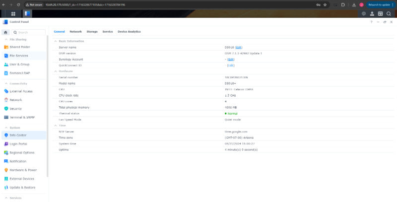 Synology 4 Bay NAS DiskStation DS918+ 4GB RAM, No HDD, No Caddies