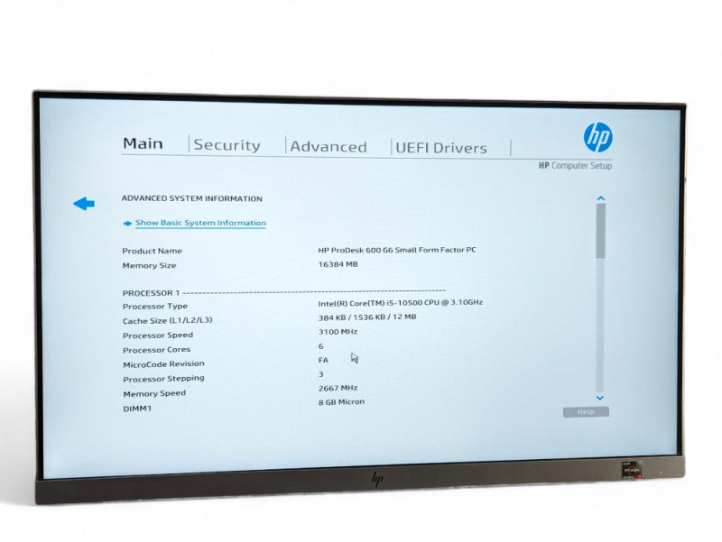 HP ProDesk 600 G6 Small Form Factor PC Intel Core i5-10500 @ 3.10GHz (6 core) Q