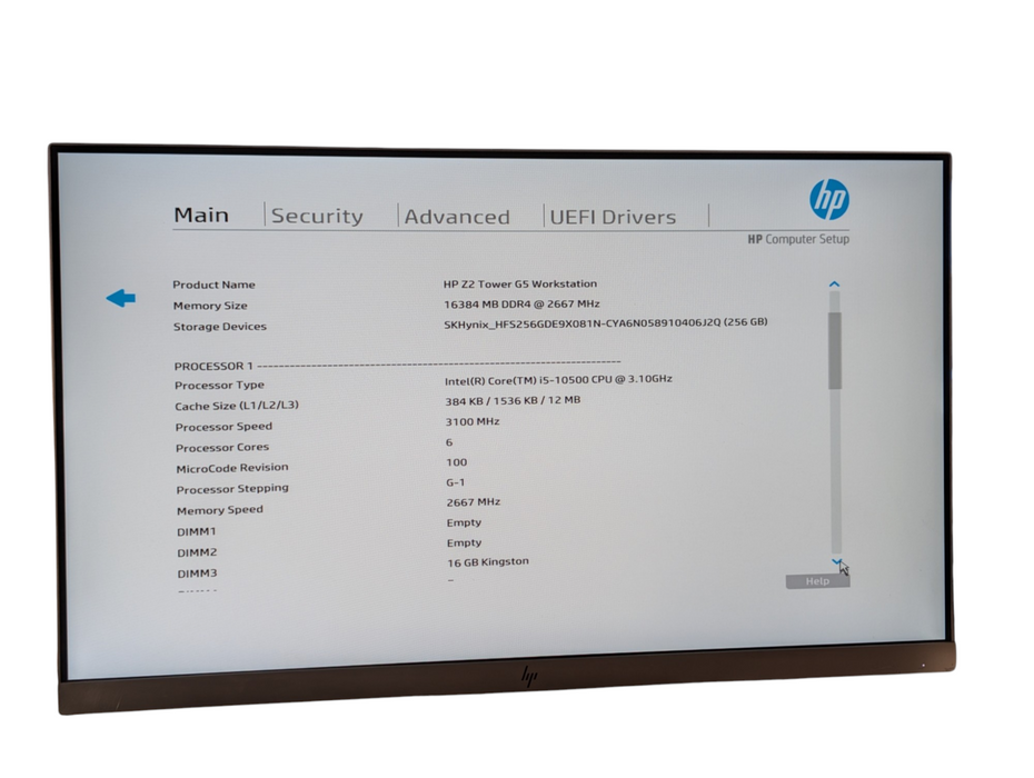 HP Z2 G5 Workstation Intel Core i5-10500 16GB ARM 256GB NVMe SSD