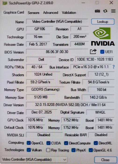 NVIDIA Quadro P2000 5GB GDDR5 Graphics Card | 4x DisplayPort