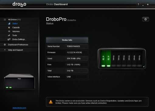 Data Robotics DroboPro DRPR1-A 8-Bay NAS | Tested | 2x 4TB HDD\\'s