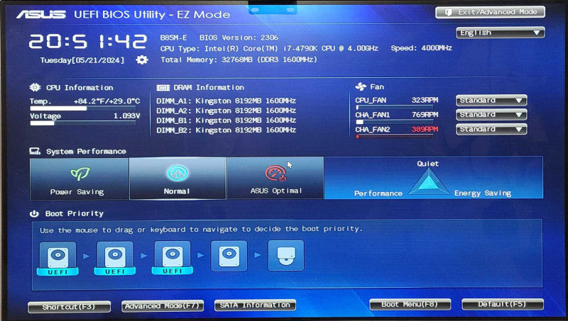 Custom PC/ASUS B85M-E, i7-4790K 4.00GHz, 32GB DDR3, 1TB HDD
