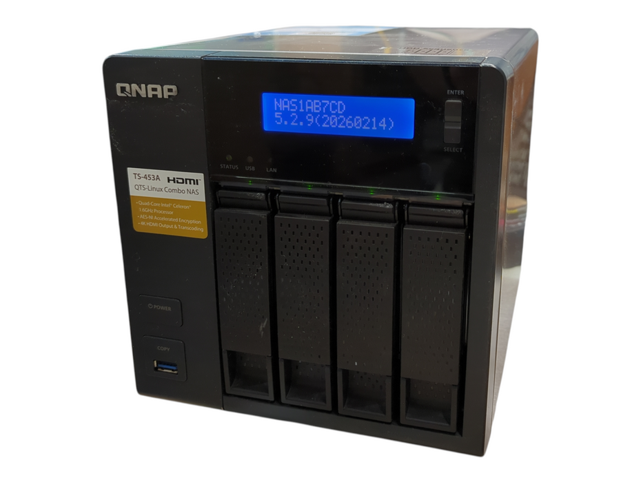 QNAP TS-453A 4-Bay NAS, Celeron N3160 1.60GHz, 4GB RAM w/ 4x 2TB HDDs