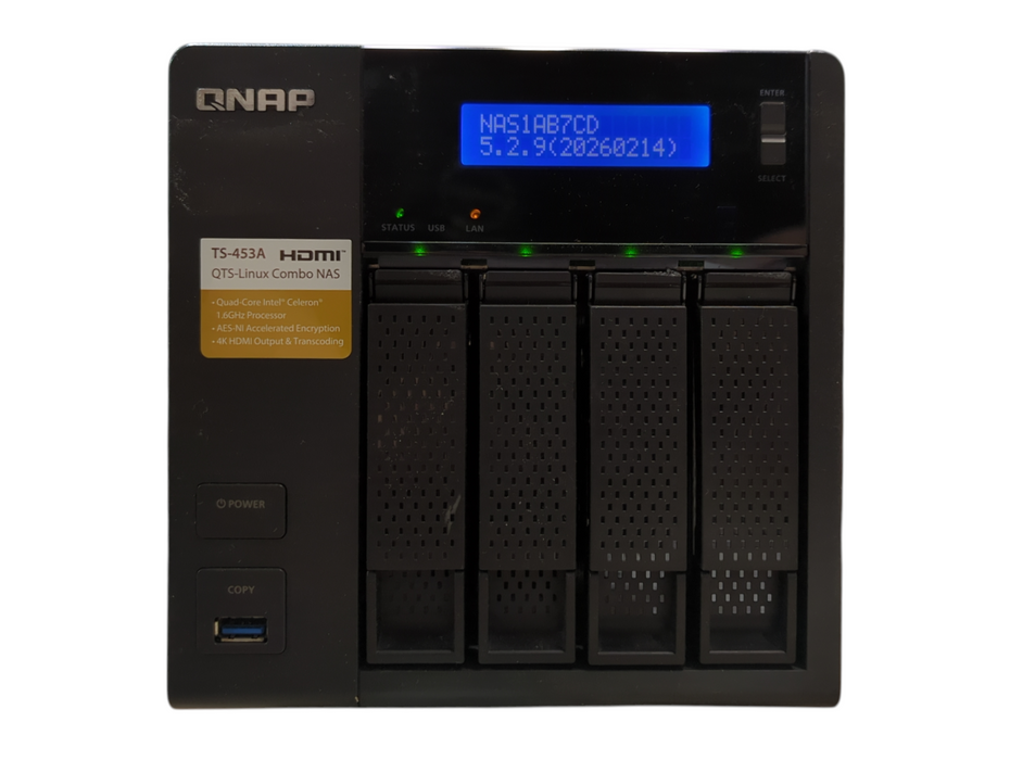 QNAP TS-453A 4-Bay NAS, Celeron N3160 1.60GHz, 4GB RAM w/ 4x 2TB HDDs