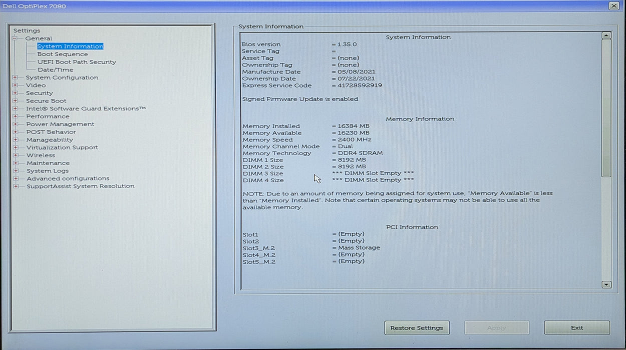 Dell OptiPlex 7080 SFF, i5-10500 3.10GHz, 16GB DDR4, 256GB NVMe