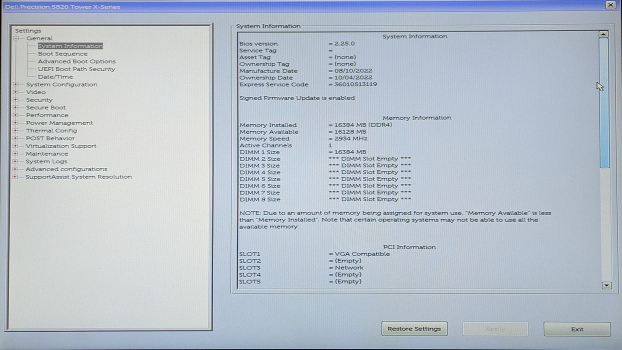 Dell Precision T5820, i9-10900X 3.70GHz, 16GB RAM, M2000, 950W, No HDD