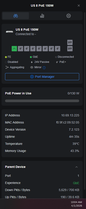 Ubiquiti UniFi US-8-150W 8-Port Gigabit PoE Managed Switch