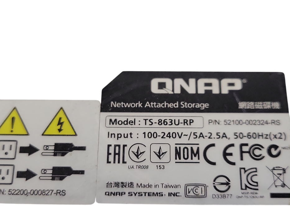 QNAP TS-863U-RP Diskless 8-Bay NAS 8GB RAM  4x 3TB HDDs LAN-10G1SR-U Card, READ