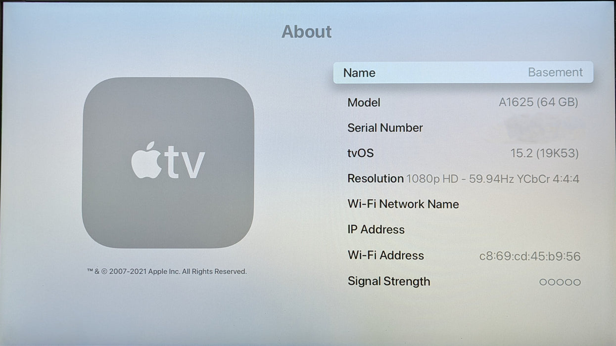 Apple TV (4th Generation) 64GB HD Media Streamer A1625 w/ Remote