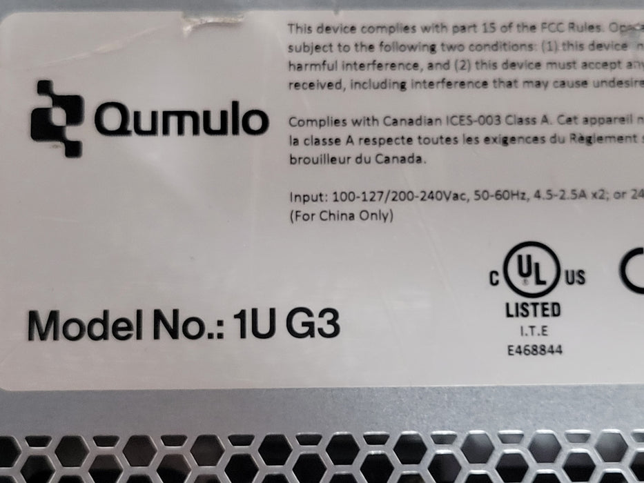 Quanta Cloud Technology Qumulo 1UG3 SD1Q-1ULH Server Xeon D-1531 32GB DDR4, SEE