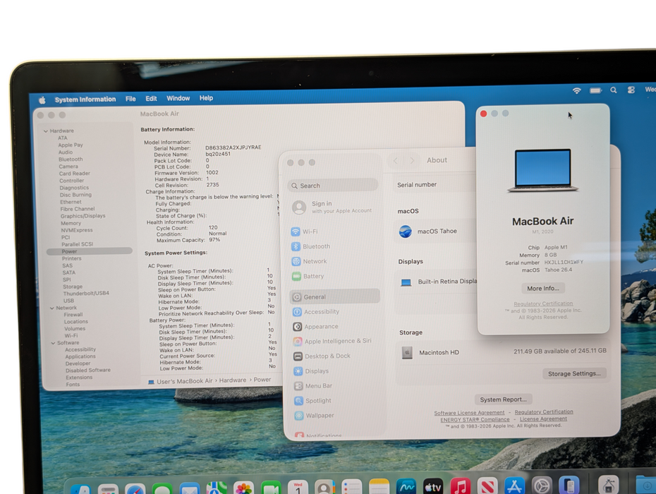 Apple MacBook Air 2020 M1 8GB RAM 250GB Storage A2337