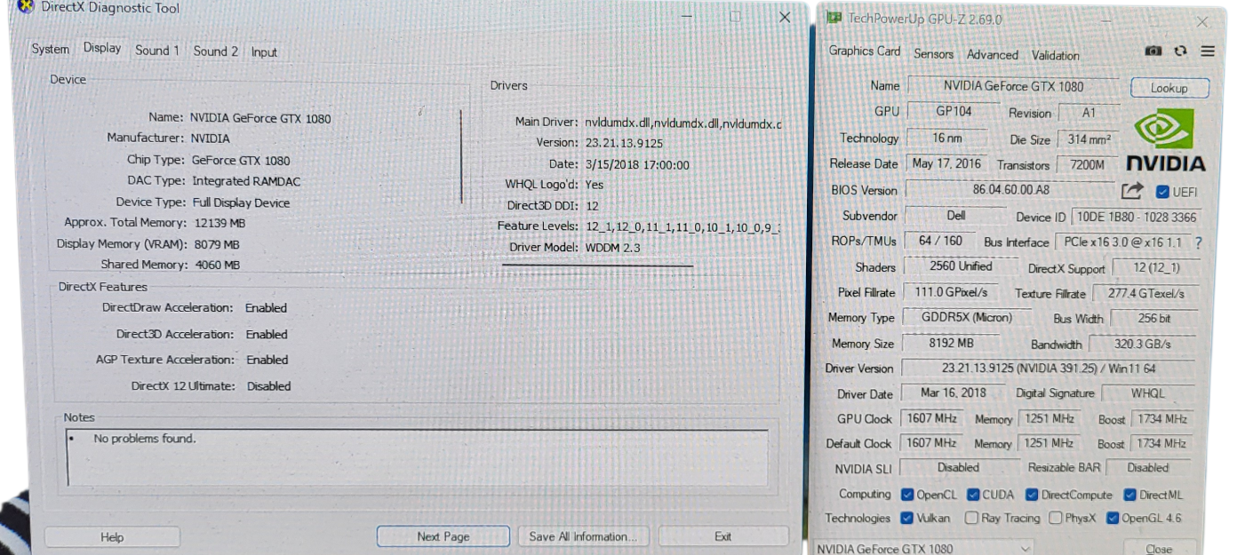 Dell Nvidia GeForce GTX 1080 8GB GDDR5X 0XHY8P GPU