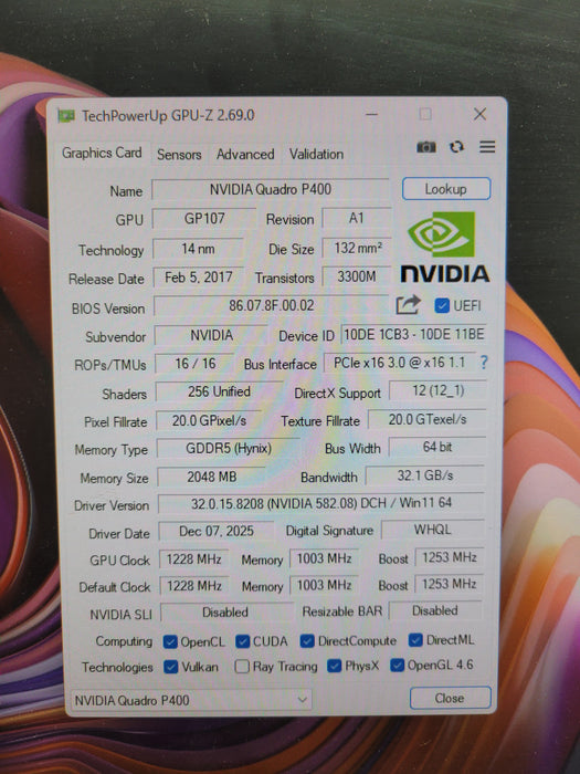 NVIDIA Quadro P400 2GB GDDR5 Graphics Card