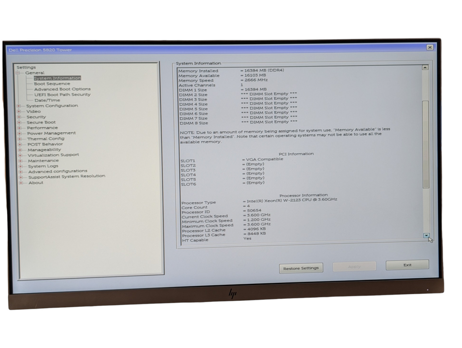 DELL Precision 5820 Intel Xeon W-2123 16GB RAM 250GB SSD NVIDIA Quadro M2000