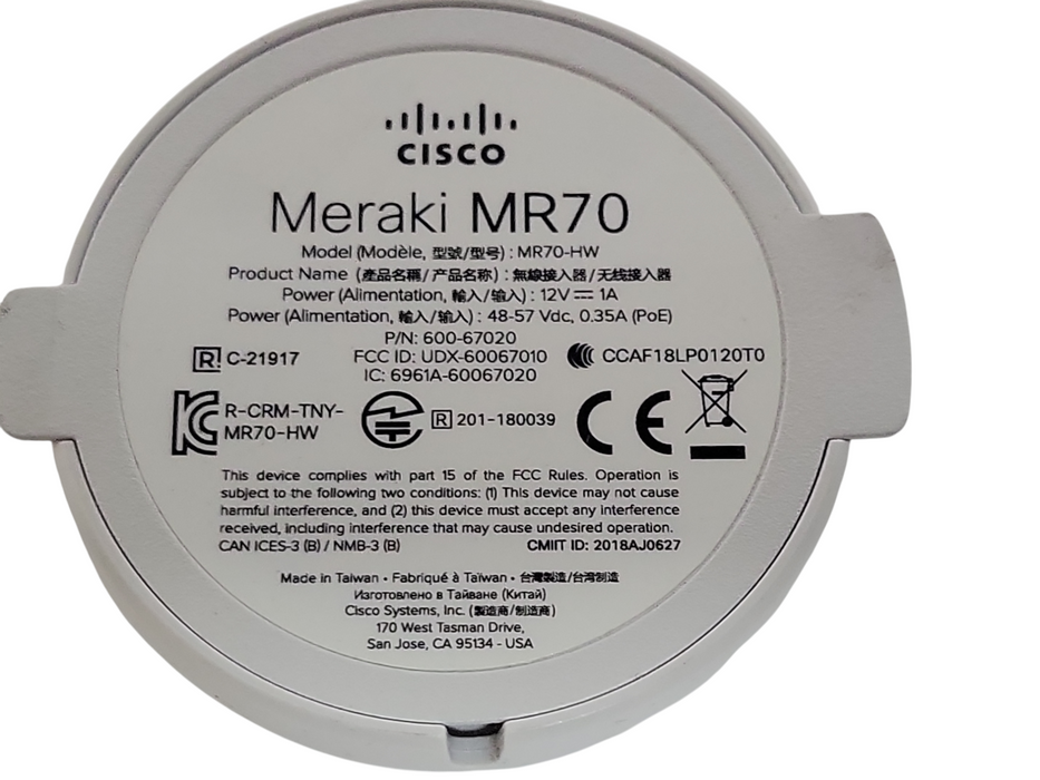 Cisco Meraki MR70-HW Cloud Managed Wireless Access Point *Unclaimed*