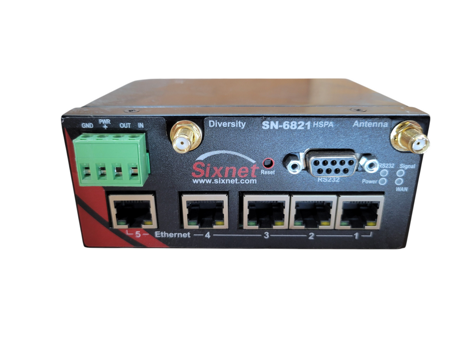 Serial Cellular Router SN6000, Rugged Ethernet 5-port, Sixnet BT / SN-6821-HSPA