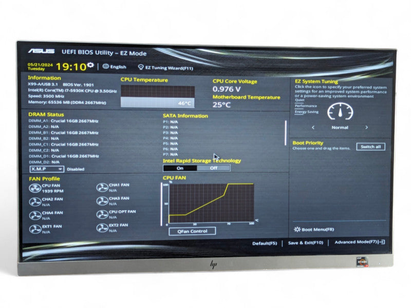 ASUS X99 X99-A/USB 3.1 with Intel Core i7-5930K @ 3.50GHz  64GB RAM -