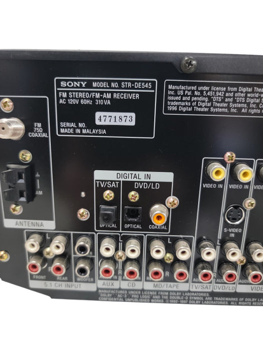 Sony STR-DE545 Receiver HiFi Stereo Vintage Home Audio 5.1 Channel Radio AM/F