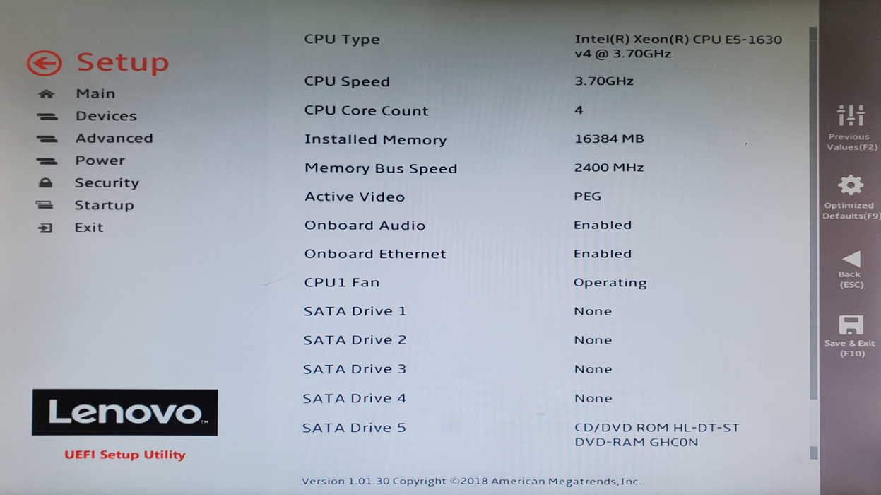 Lenovo ThinkStation P510 - 1x Xeon E5-1630v4, 16GB DDR4, M2000 - No HDD