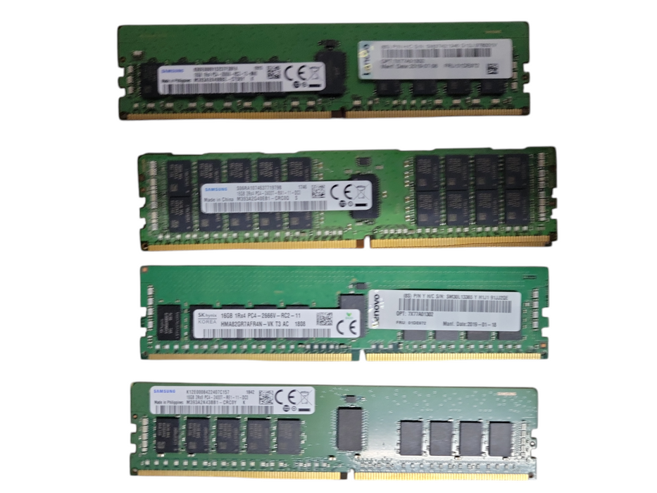 Lot of 373x Assorted Brand/Speed 16Gb DDR4 Server RAMs, See detail