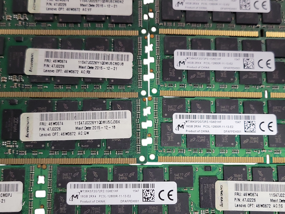 Lot of 26x Micron 16GB 2RX4 PC3L-12800-R DDR3 Server RAMs