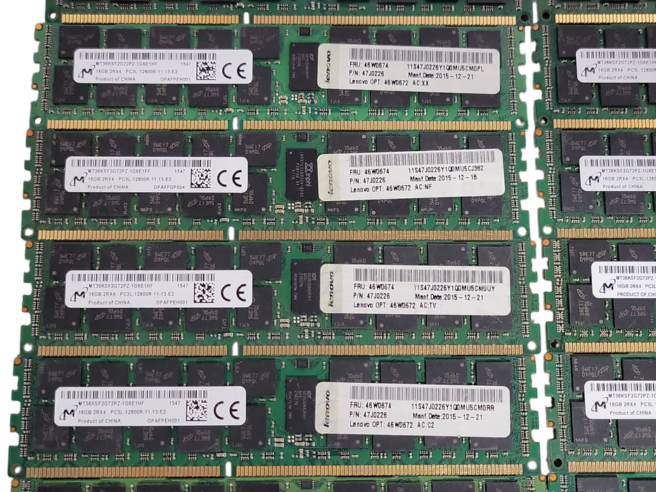 Lot of 26x Micron 16GB 2RX4 PC3L-12800-R DDR3 Server RAMs