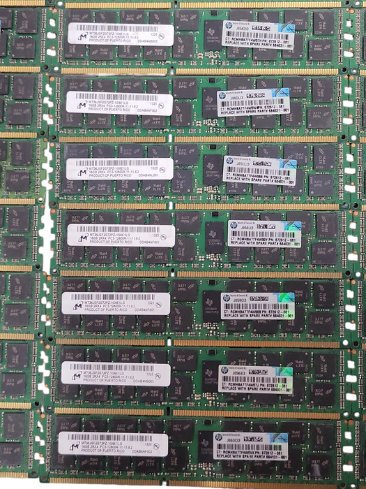 Lot of 24x Micron 16GB 2RX4 PC3-12800R DDR3 Server RAMs