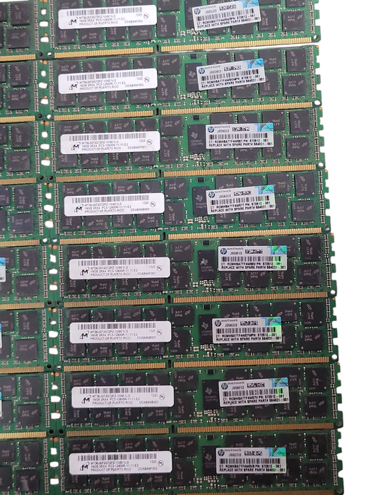 Lot of 24x Micron 16GB 2RX4 PC3-12800R DDR3 Server RAMs