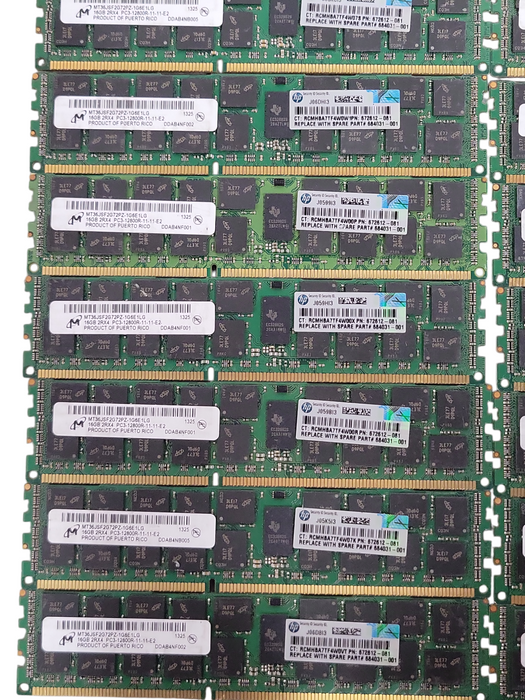 Lot of 24x Micron 16GB 2RX4 PC3-12800R DDR3 Server RAMs