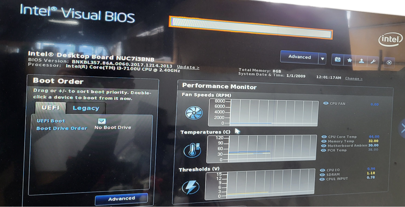 Intel NUC7I3BNB Mini PC i3-7100U |  8GB RAM | No HDD