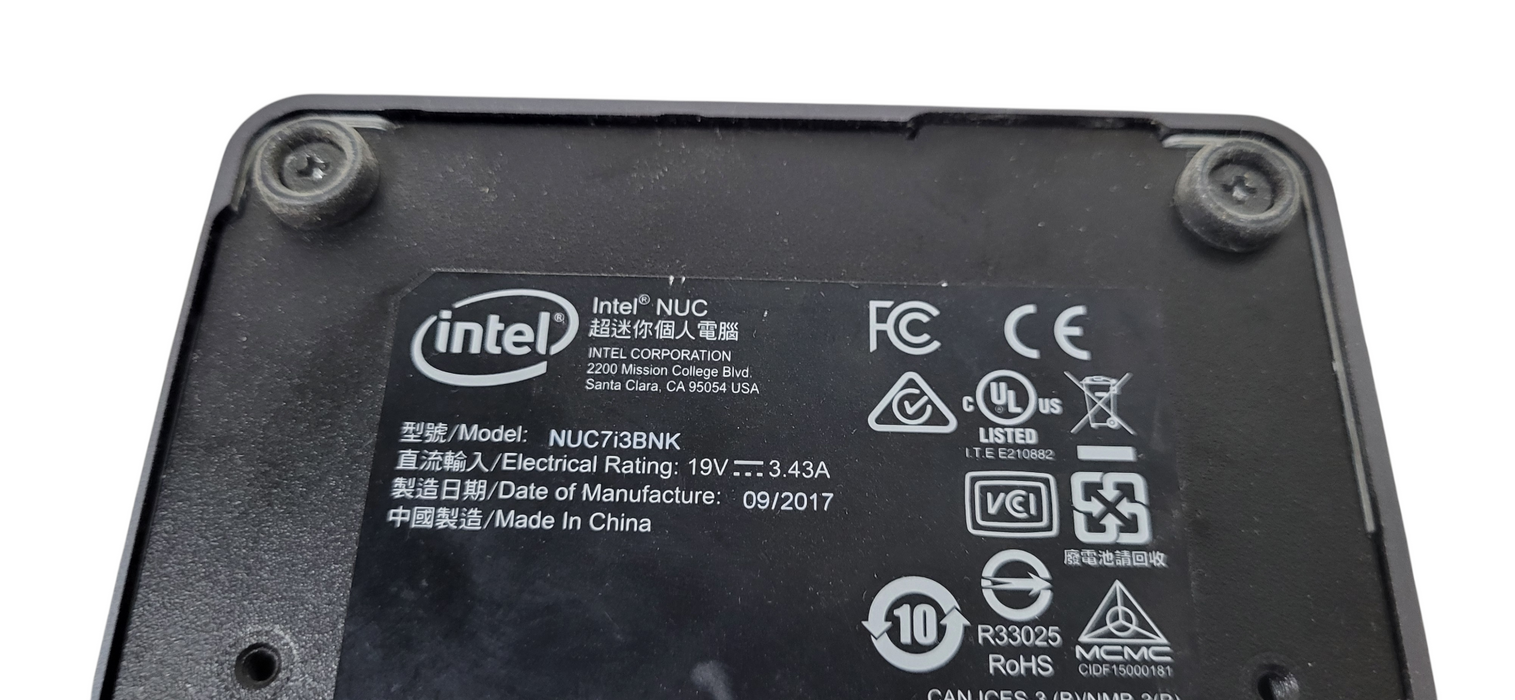 Intel NUC7I3BNB Mini PC i3-7100U |  8GB RAM | No HDD