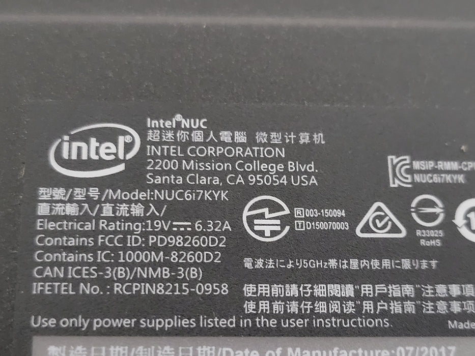 Intel Nuc Mini PC NUC6i7KYK | Core i7-6770HQ 2.60GHz, 16GB RAM, 256GB NVME, READ