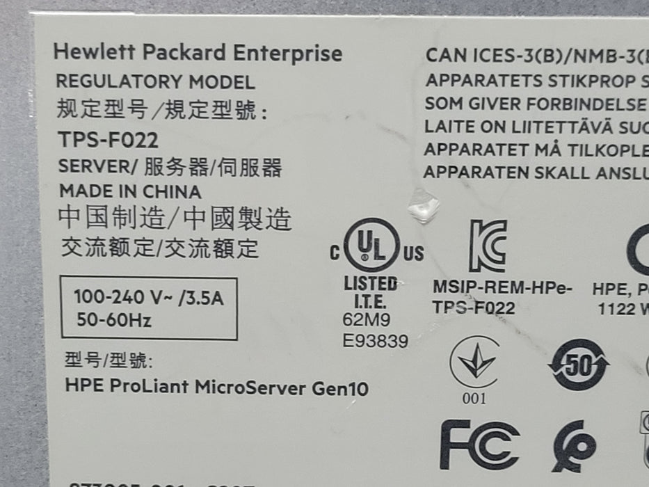 HP Proliant MicroServer Gen10 | AMD Opteron X3421 @2100MHz | 16GB RAM, No HDD