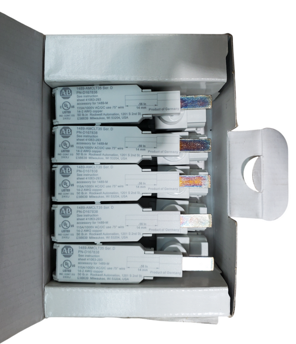 Lot 10x Allen Bradley 1489-AMCLT35 Ser. D Terminal Power Feed *READ*