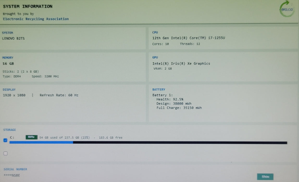 Lenovo V14 G3 IAP i7-1255U 16GB DDR4 256GB NVMe