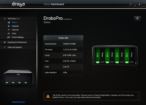 Data Robotics DroboPro DRPR1-A 8-Bay NAS, 4x 1TB 3.5\\" HDDs
