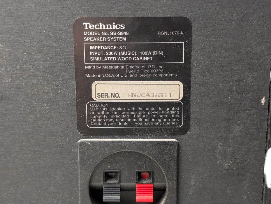 Technics SB-S946 3.0 Speaker System 200W 8Ohm