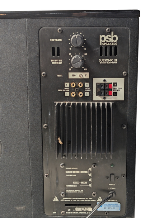 PSB SUBSONIC III 2-inch powered 180W Home Theatre subwoofer