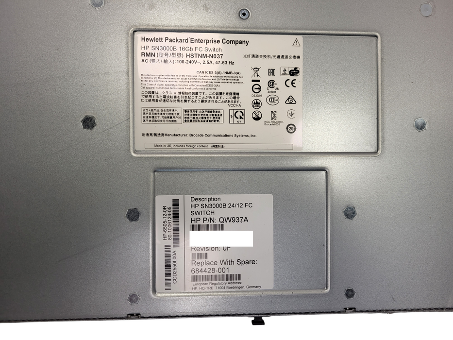 HPE SN3000B 24x16Gb FC 12x Active Ports R2F Reverse Flow