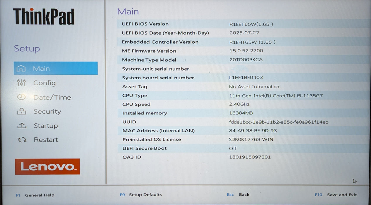 Lenovo ThinkPad E15 Gen 2, i5-1135G7 2.40GHz, 16GB DDR4, 256GB NVMe