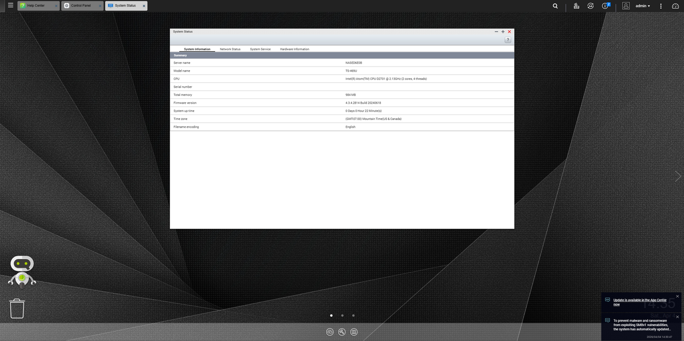 QNAP TS-469U-RP 4-BAY NAS w/ 3x 1TB HDDs