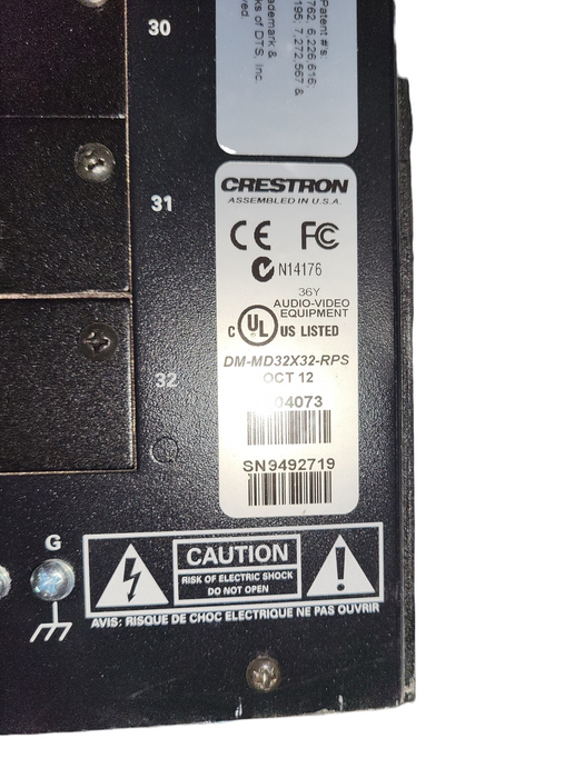Crestron DM-MD32X32-RPS 32x32 Digital Media Matrix Switcher READ