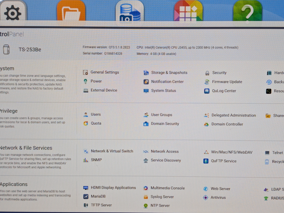 QNAP TS-2538e 2 Bay NAS 2x 4TB HDDs