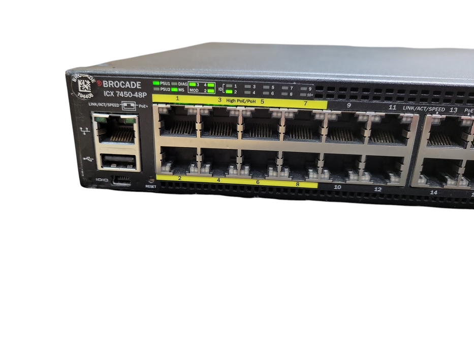 Brocade ICX7450-48P-STK-E 48-port 1 GbE PoE+ 2×40 GbE QSFP+