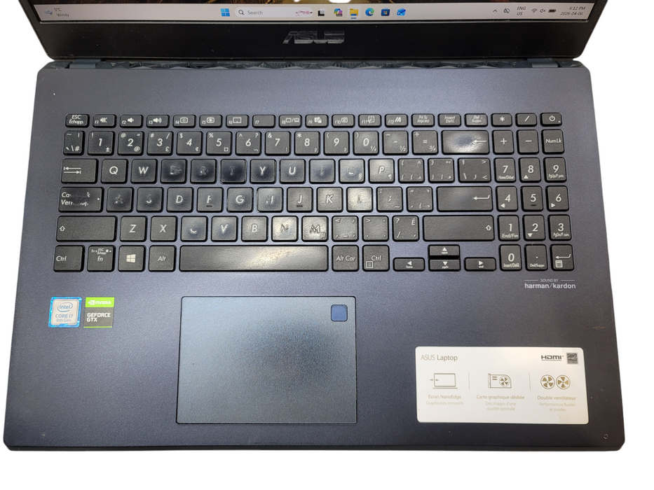 ASUS VivoBook X517 i7-9750H 16GB DDR4 GTX 1650 256GB NVMe READ NO ADAPTER