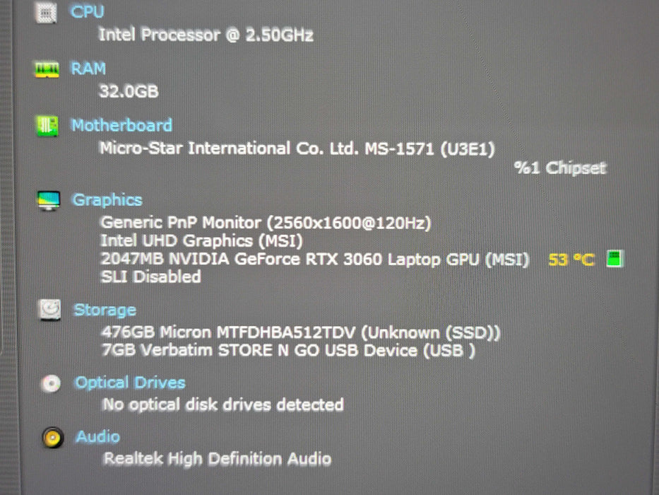 MSI Creator Z16 i9-11900H 32GB DDR4 RTX 3060 512GB NVMe PARTS/REPAIR