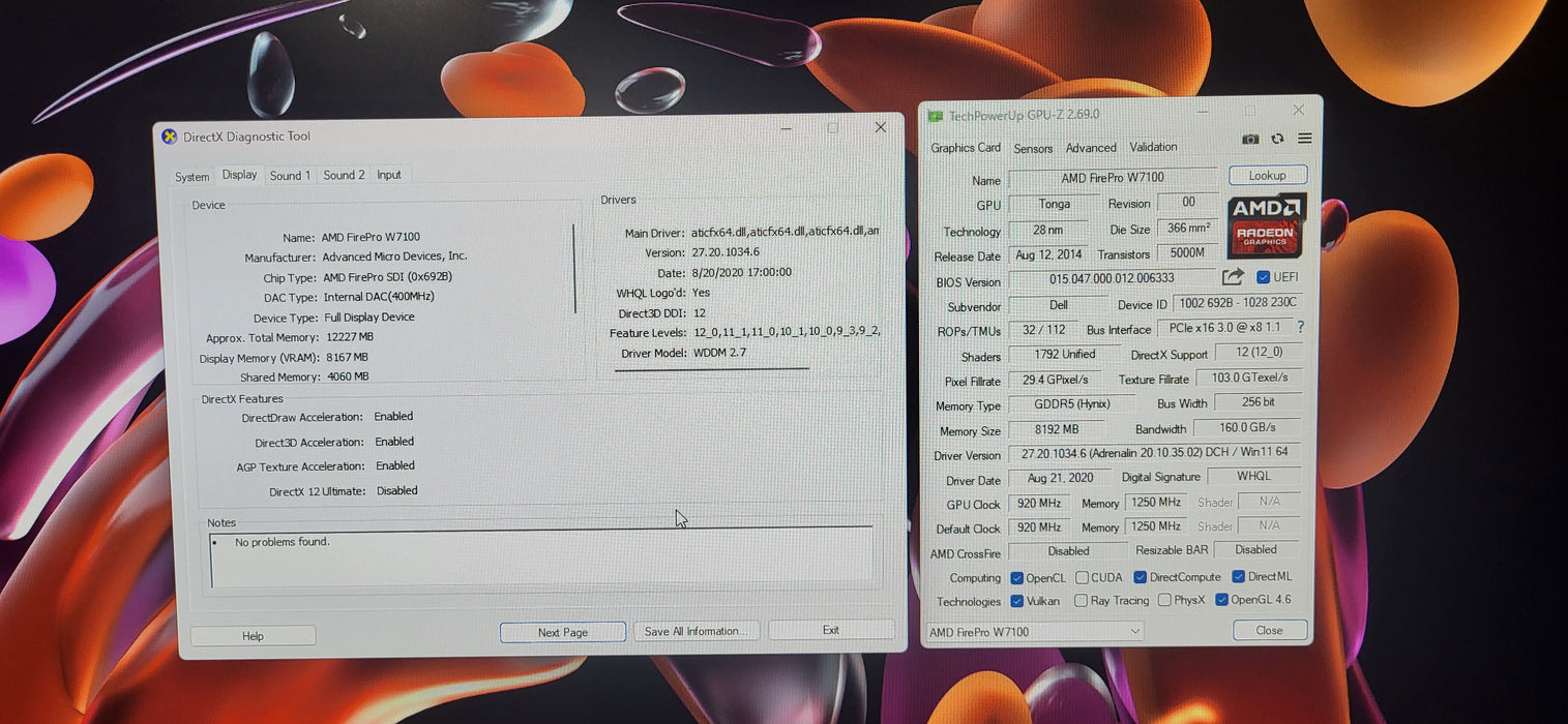 AMD FIREPRO W7100 8GB GDDR5 4DP GPU GRAPHICS CARD