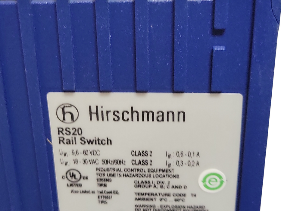 Lot of 2x Hirschmann RS20 Rail Switch, READ