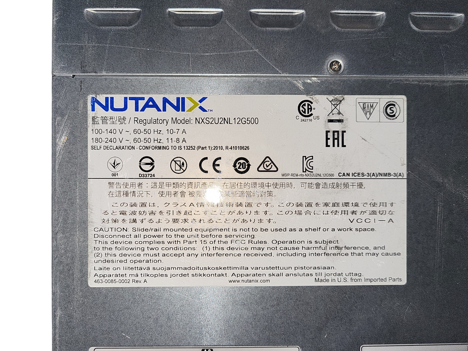 Nutanix NXS2U2NL 12G500 Server w/ 2x X10DRT Node  2x E5-2640V4 16GB DDR4