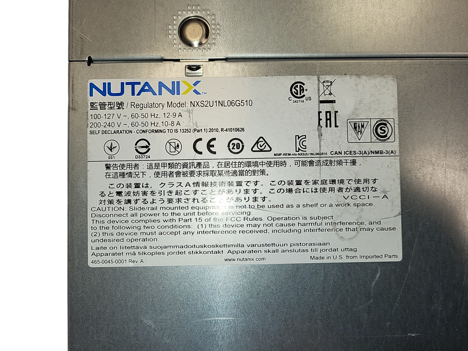 Nutanix NXS2U2NL06G510 12-Bay  2x E5-2667 v4 16GB DDR4 LSI 9300-8i RAID No HDD